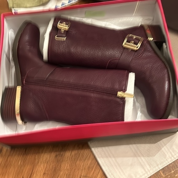 Vince Camuto Motorcycle Heeled Boots Leather Round Toe Mid-Calf Belt Design W 7m - Picture 5 of 7